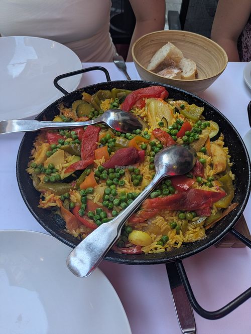 Arroz vegetariano - vegan paella! (pictured serves two but large portions so we split between three) at L'Ecureuil Espagnol in Antibes