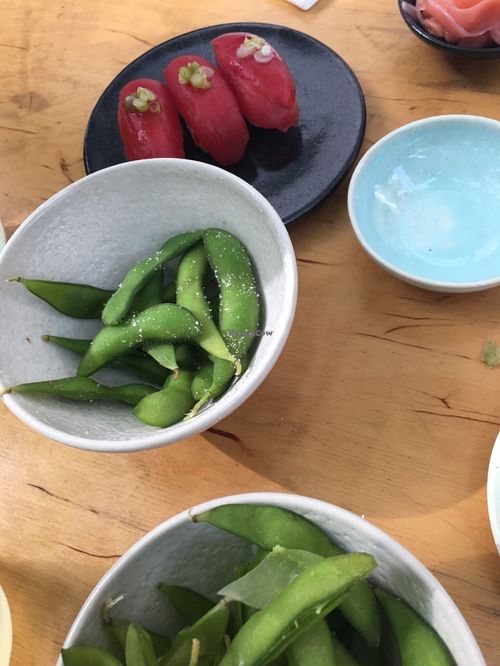 This red one is marinated tomato  at Youmiko Vegan Sushi - Hoża in Warsaw