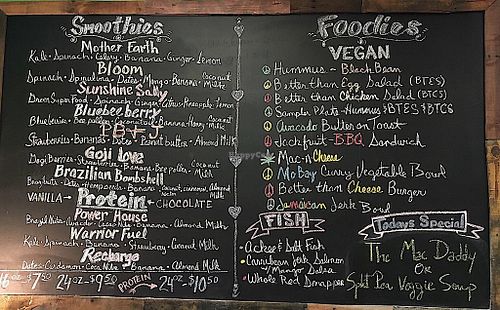 Colorful menu chalkboard at Pure Natural Market in Hilton Head Island