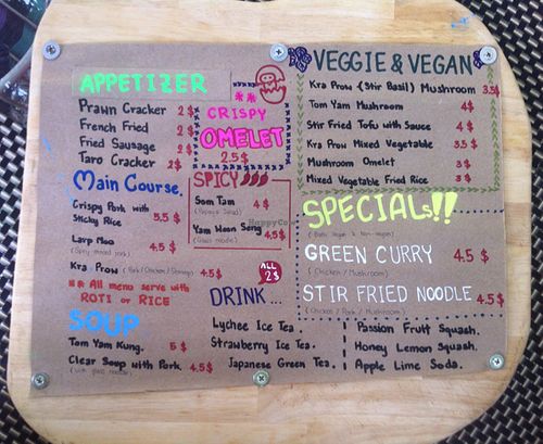 Menu at Garden of Universe in Siem Reap