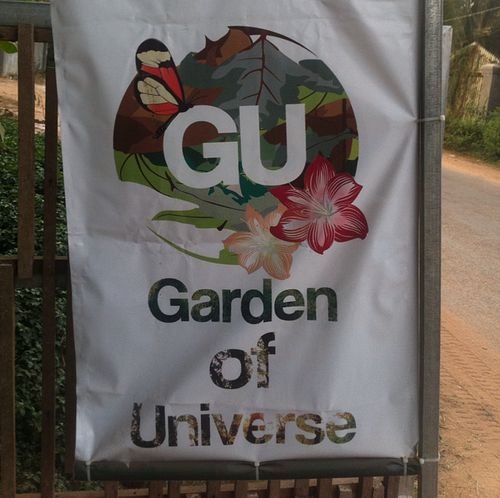 Street sign at Garden of Universe in Siem Reap