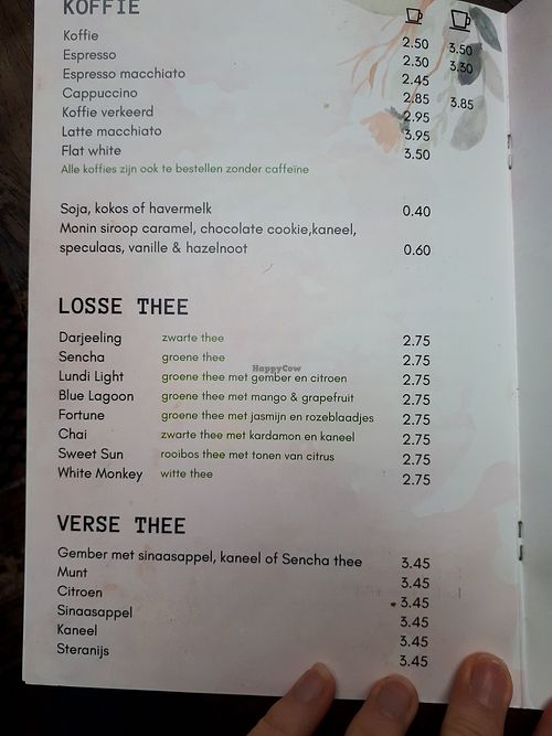 Menu at Sencha Lunchstore in Alkmaar