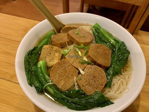 Noodle soup with faux chick’n.  at Taiwan Noodle in Albany