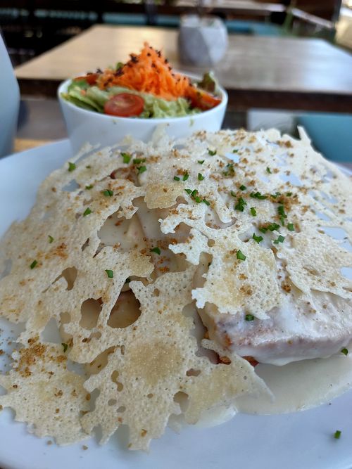 Vegan Croque Monsieur at The Pitted Date in Playa Del Carmen
