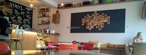 Great quiet morning spot for coffee, with records playing in the background at Kaffi Vinyl in Reykjavik