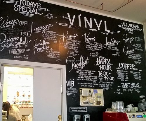 Menu (all vegan) at Kaffi Vinyl in Reykjavik