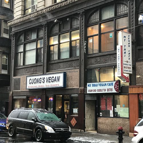 Street view at Cuong's Vegan Sandwiches in Boston