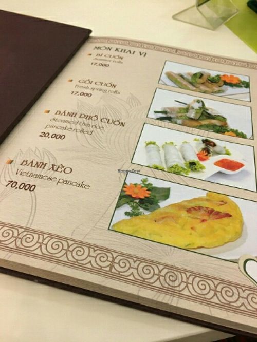 the menu at Loving Hut Hoa Dang in Hanoi