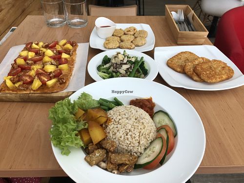 Summer Hawaiian pizza, Chickpea nugget, Hashbrown, Natures green fortune, Nasi tak Lemak at LN Fortunate Coffee - Solaris Mont Kiara in Kuala Lumpur