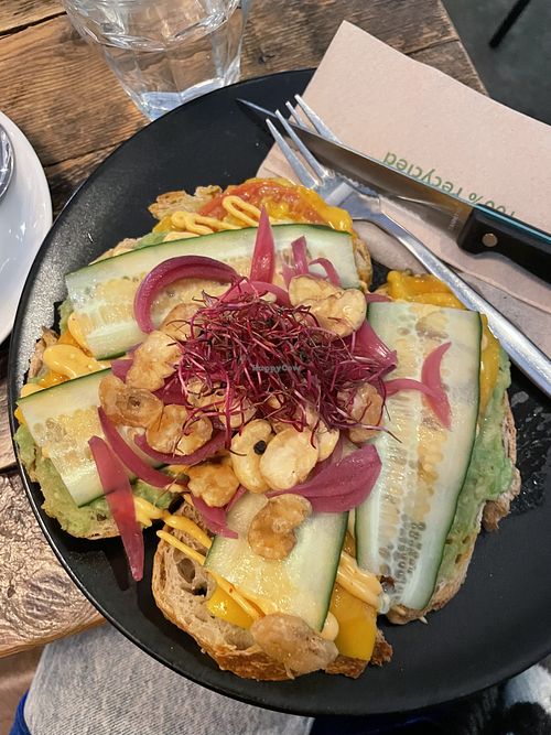Spicy kimchi sourdough toast at Baker and Moore in Rotterdam