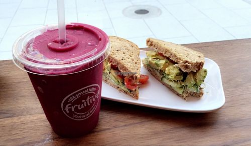 Avo sandwich and smoothie  at Fruitive - Palmer Alley in Washington