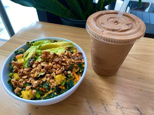 Hail to the Kale salad with Coffee Date drink. at Fruitive - Palmer Alley in Washington