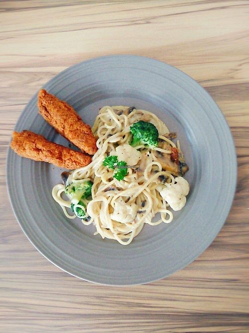 Mushroom Spaghetti with Breaded Sticcks at Fresh Moment in Penang