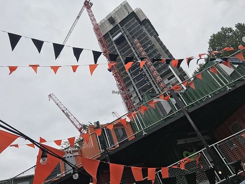 view up from yard at Cupcakes and Shhht in East London