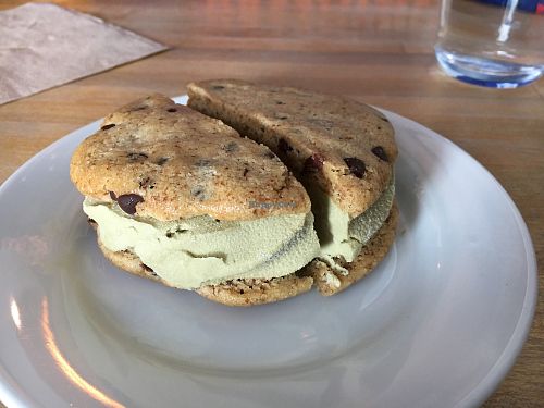 Ice cream cookie sandwich with matcha tea at Love Food Central in St Petersburg
