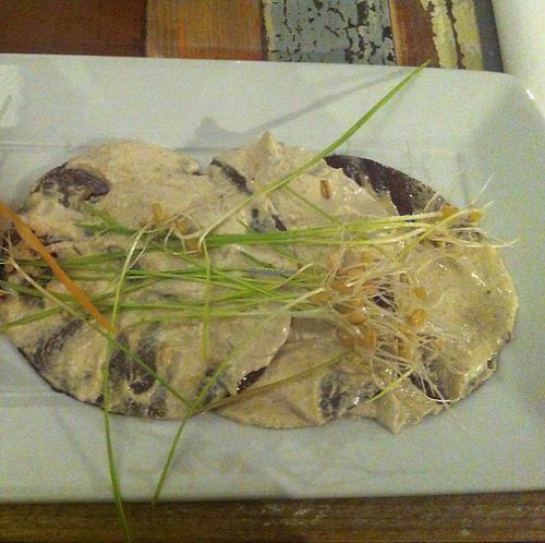 Seitan with tofu mayo sauce at L'Orto Gia Salsamentario in Turin