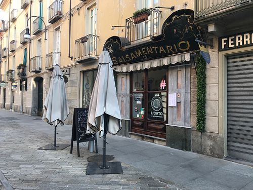 Outside L'Orto Gia Salsamentario at L'Orto Gia Salsamentario in Turin