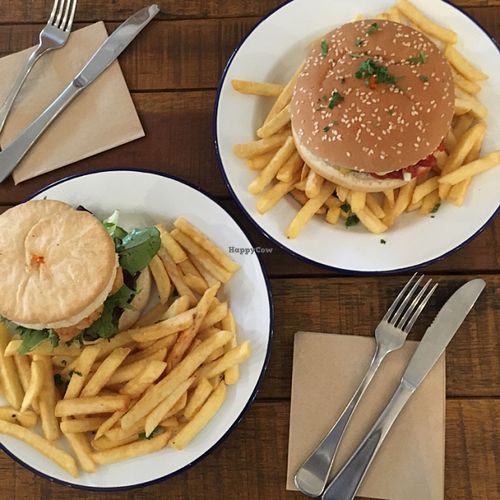 double cheeseburger and fishless on GF bun at Bonta Vera in Minmi