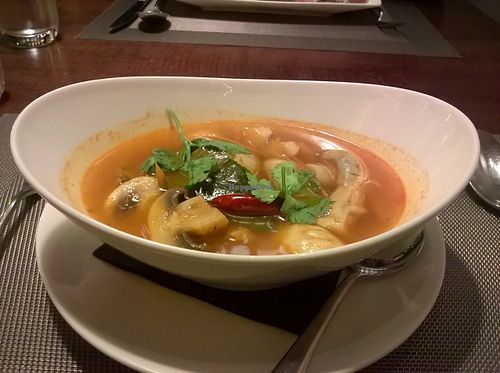 Mushroom Tom Yum soup at Mantra Thai in Newcastle Upon Tyne