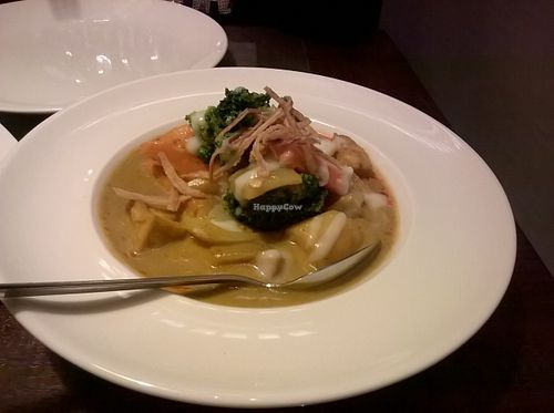 Fried tofu in yellow curry at Mantra Thai in Newcastle Upon Tyne