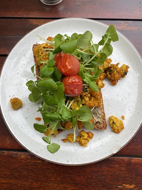 Tofu scramble egg with toast  at SUE in Rotterdam