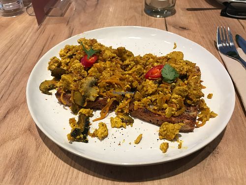 Vegan scrambled eggs  at SUE in Rotterdam