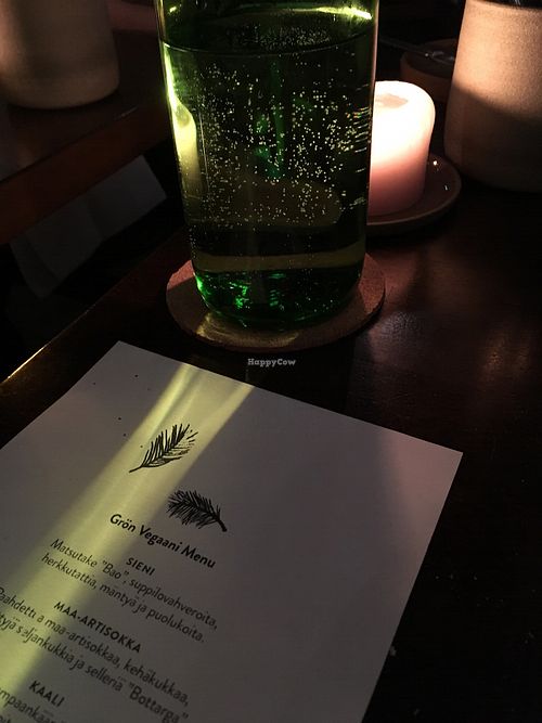Vegan menu at Grön Restaurant in Helsinki