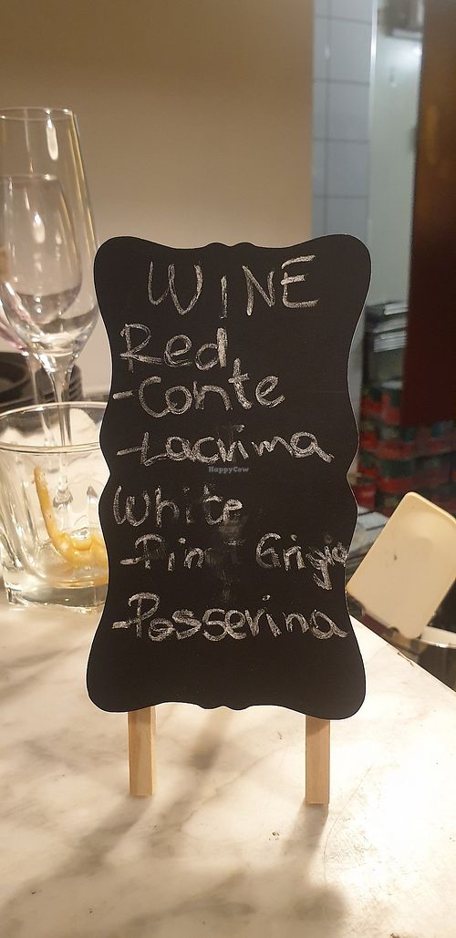 Vegan wine at Osteria Italiana in Clifton Hill
