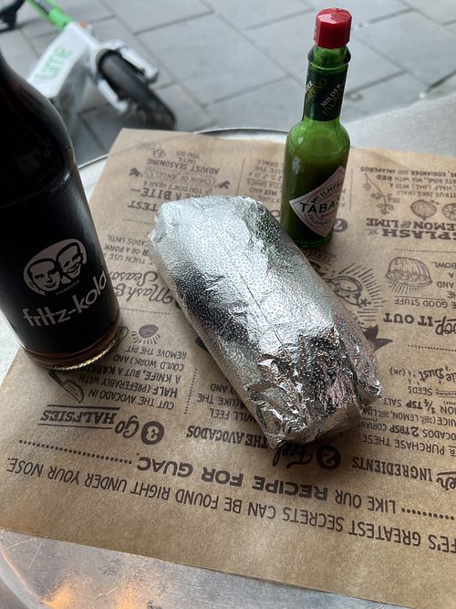 Small Tabasco for scale   at Chipotle - Skyline Plaza in Frankfurt