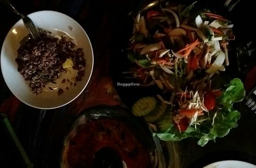 jungle mushroom salad and rice at Lost Lounge in Chiang Mai