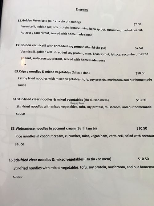 Entrees at Nha Hang Chay Vegetarian Restaurant in Falls Church