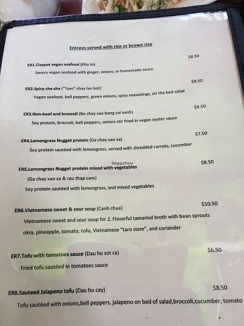 Entrees- page 3 at Nha Hang Chay Vegetarian Restaurant in Falls Church