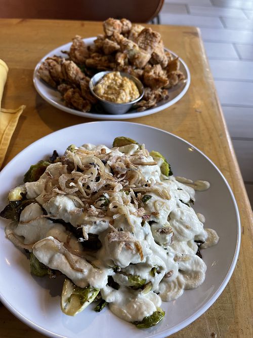 Mojo Smoked Brussels sprouts (I didn’t like them. Needed to be more cooked)  at Reverie Cafe + Bar in Minneapolis