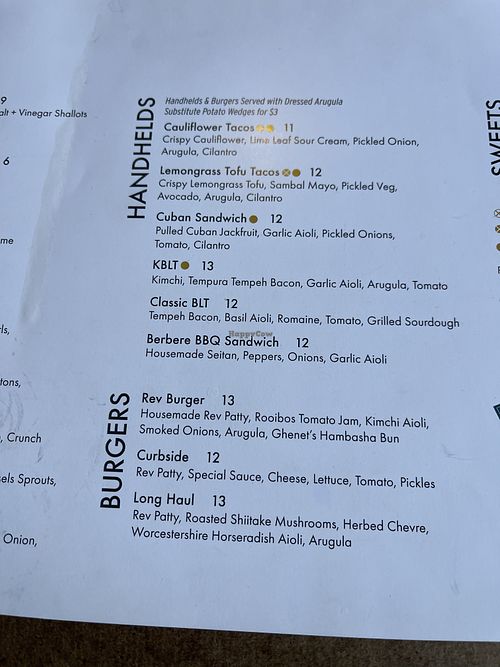 Menu   at Reverie Cafe + Bar in Minneapolis