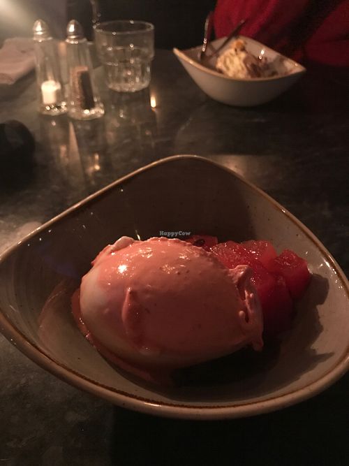 Sorbet with watermelon and apple at Bryggjan Brugghus in Reykjavik