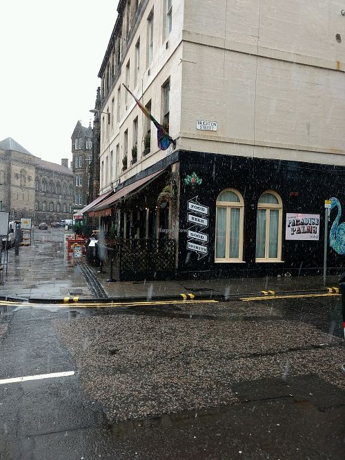 snowing in April at Lucky Pig - Paradise Palms in Edinburgh