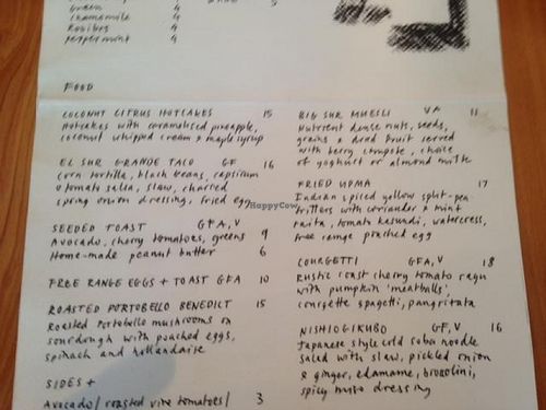 Big Sur menu at Big Sur in Auckland