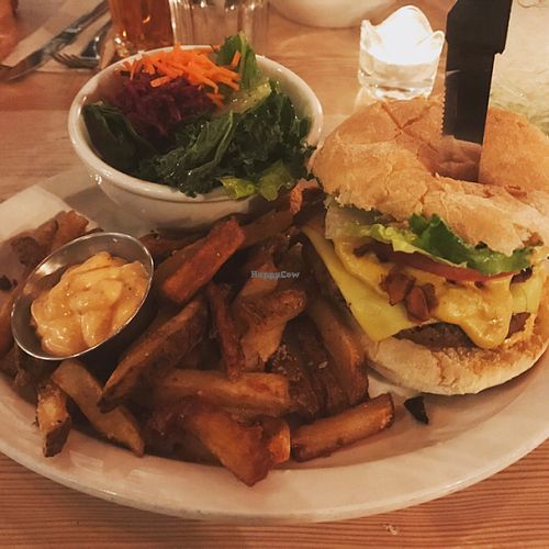 double bacon double cheese burger  at MeeT in Gastown in Vancouver