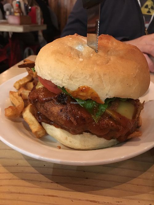 BBQ burger with beyond meat patty  at MeeT in Gastown in Vancouver