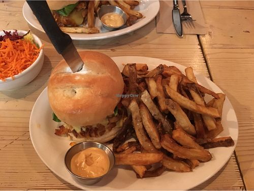 Double double with just fries  at MeeT in Gastown in Vancouver