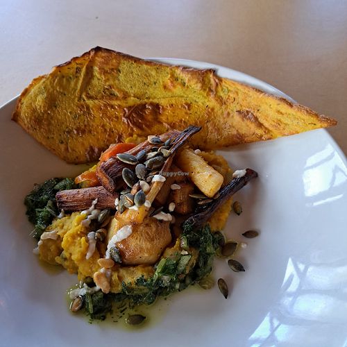 Fava bean and roast veg at Cafe De Ceuvel in Amsterdam