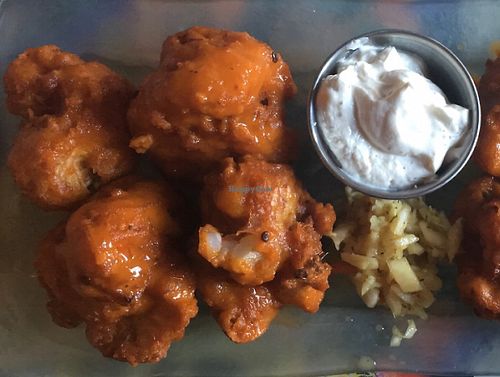 cauliflower nuggets w/ vegan buffalo and vegan ranch at GWARbar in Richmond