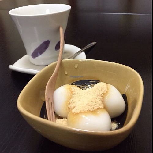 yuzu tea and kinako dango for dessert at Shiki-Saisai Non in Shirahama