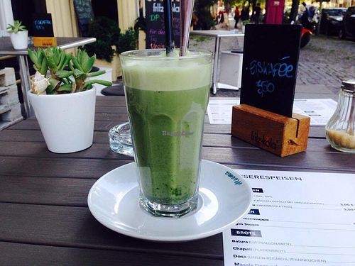 ice Matcha latte (ask for soymilk) at Dilipasha in Berlin