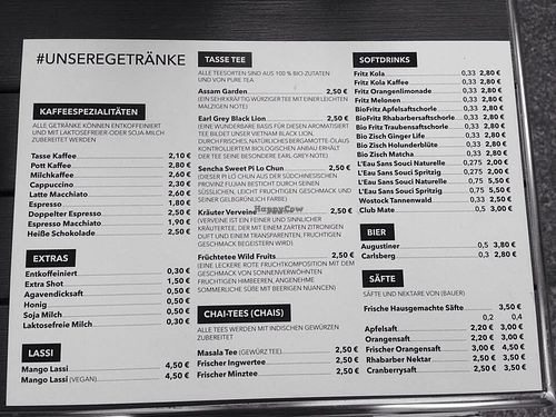 The drink menu at Dilipasha in Berlin