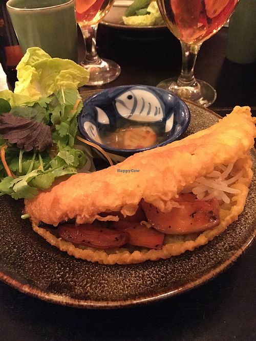 Vietnamese pancakes with vegan nuoc cham.  at Minh Mat in Stockholm