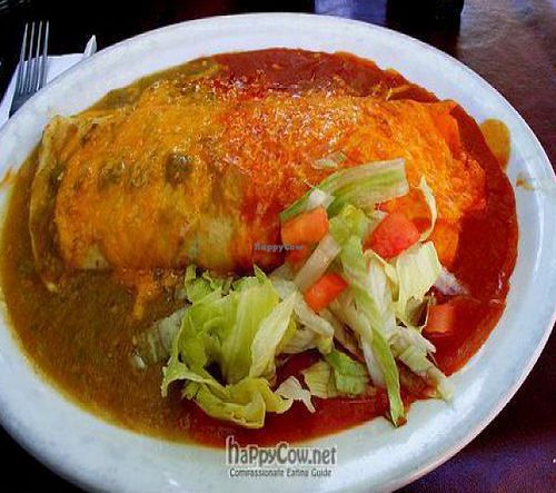 The 'Christmas' Burrito - Green & Red Chile Sauce  at El Patio in Albuquerque