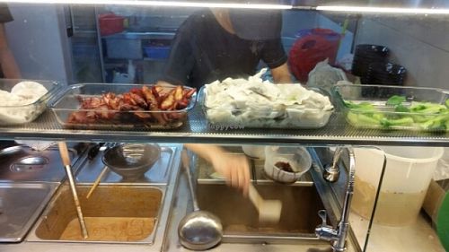 curry gravy for laksa and ingredients for wanton noodles at Si Hao Zhai Cai - Food Stall in Central Singapore