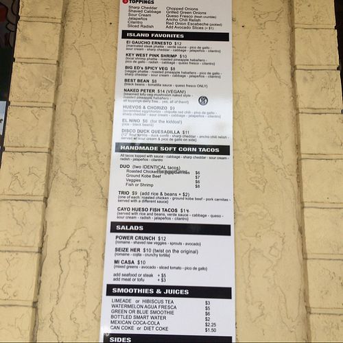 menu  at Bad Boy Burritos  in Key West