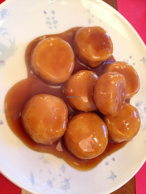 potato dumpling with sweet and salty sauce  at SinSinTei in Nagoya